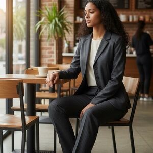 Evan-Picone Petite Women's Gray Pinstripe Suit Pants